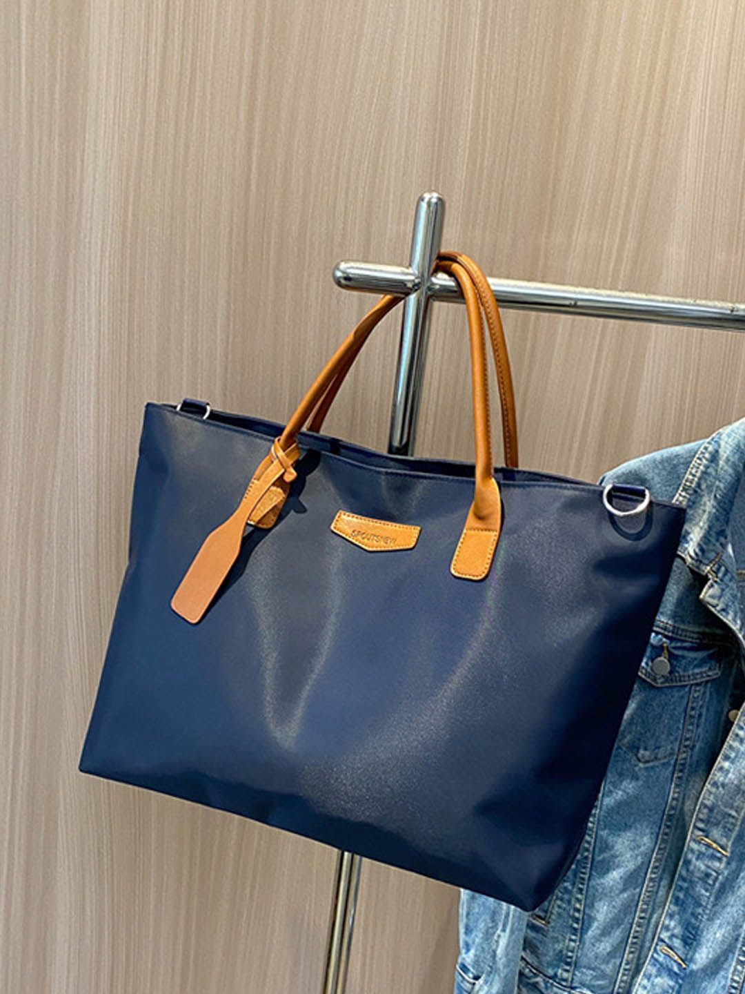 

StyleCast Oversized Structured Shoulder Bag with Tasselled, Blue