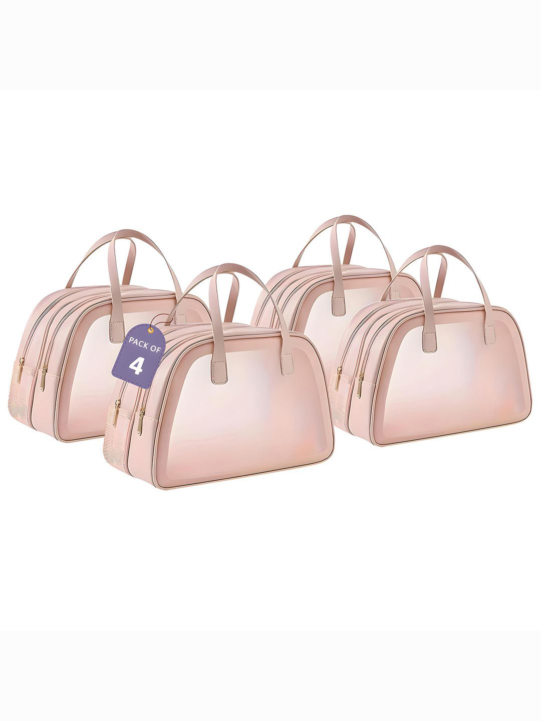 

Kuber Industries Set Of 4 Waterproof Cosmetic Pouch Bags, Pink