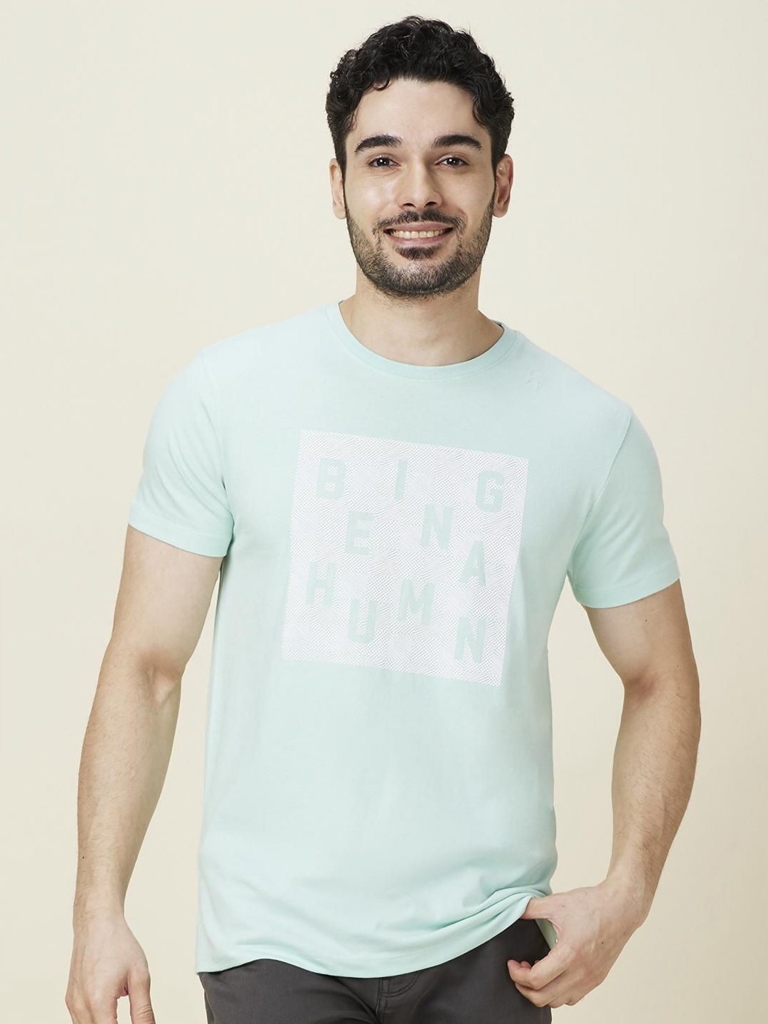 

Being Human Men Typography Printed Round Neck Cotton Slim Fit T-shirt, Green