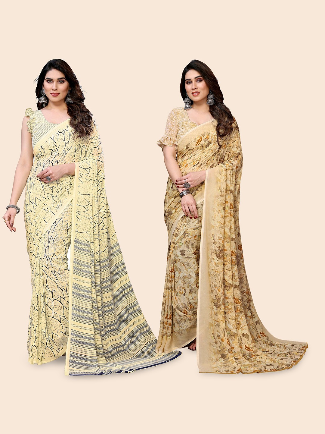 

Moda Rapido Floral Poly Georgette Saree, Yellow