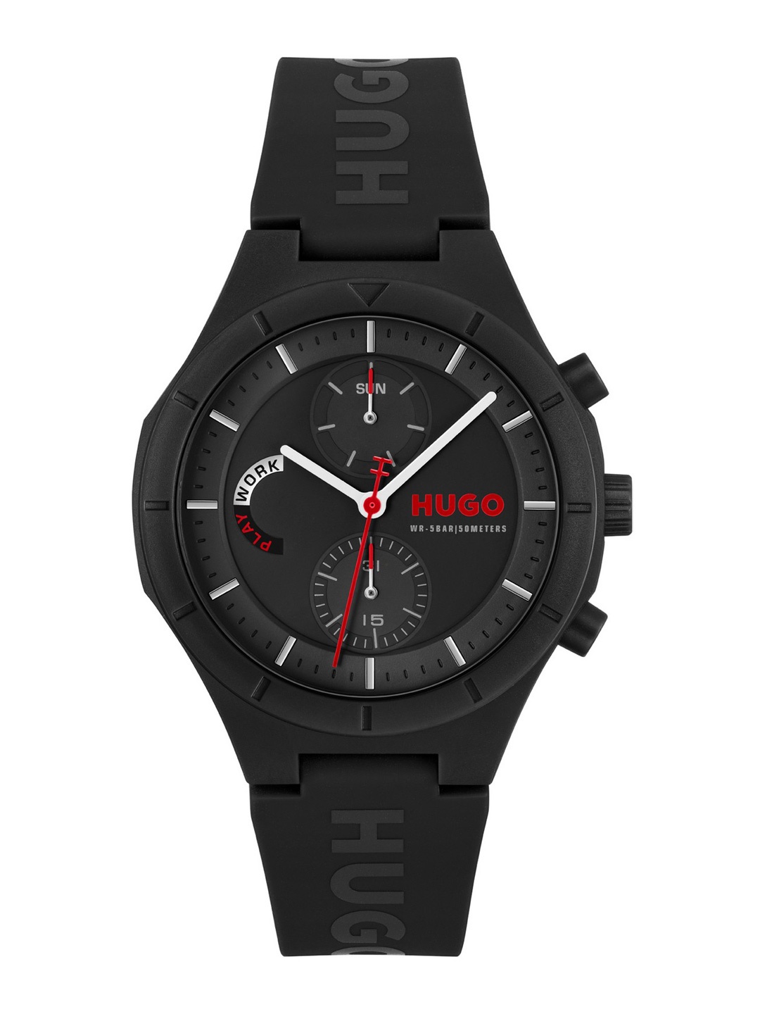 

HUGO Men Lit Multi Function Analogue Watch 1530402, Black