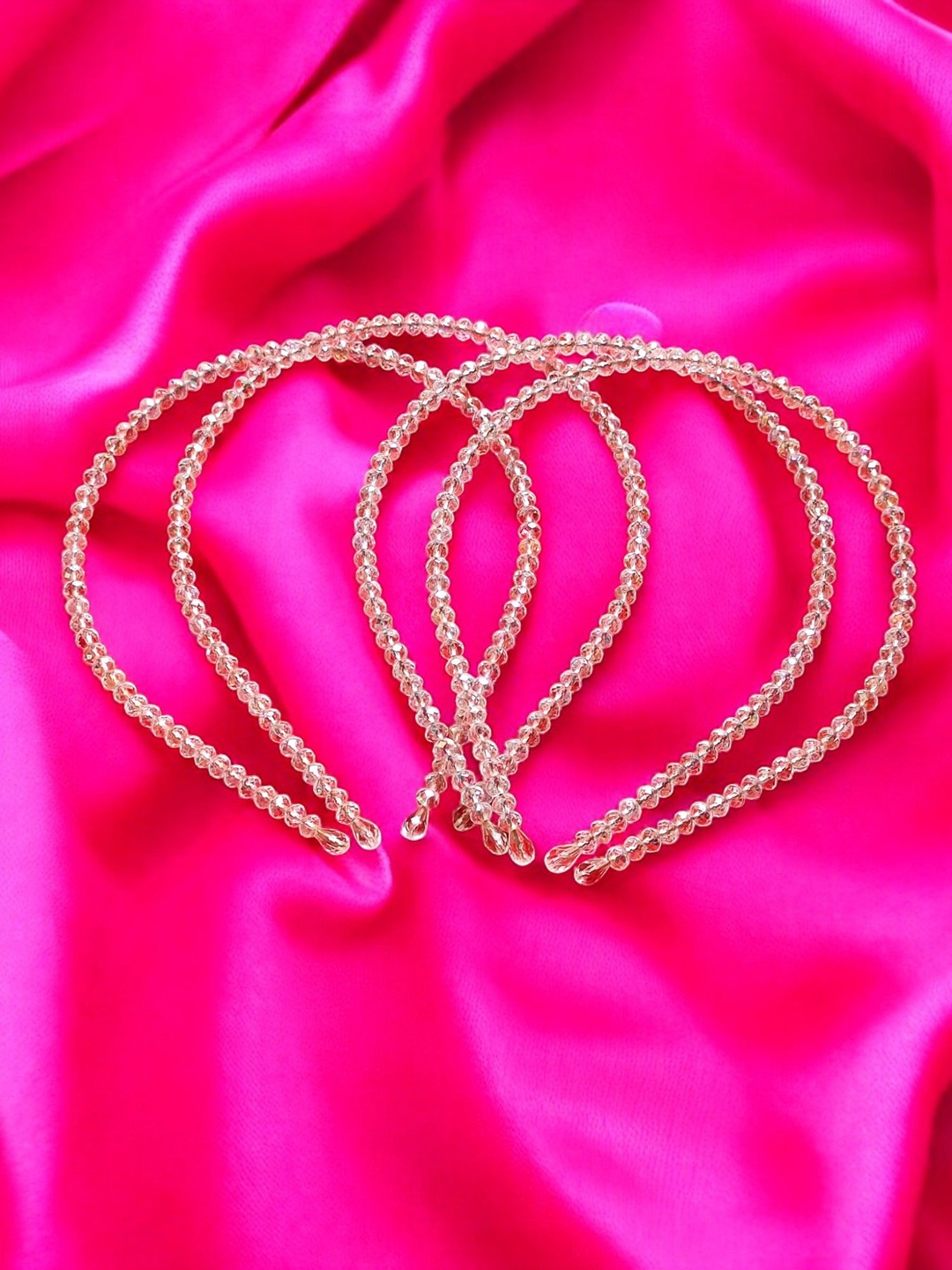 

LYTIX Girls Set Of 4 Crystal Rhinestone Embellished Headbands, Peach