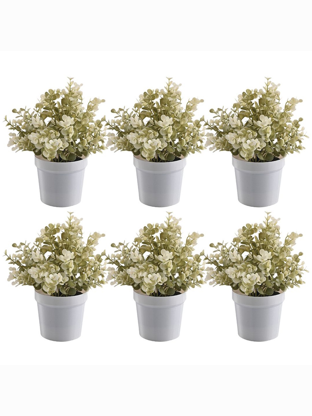 

Kuber Industries White 6 Pieces Succulent Artificial Plant With Pot