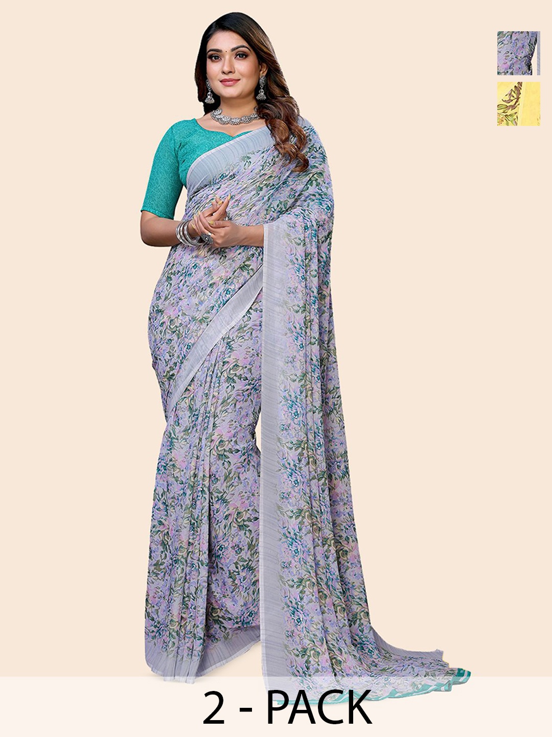 

Moda Rapido Floral Poly Georgette Saree, Yellow