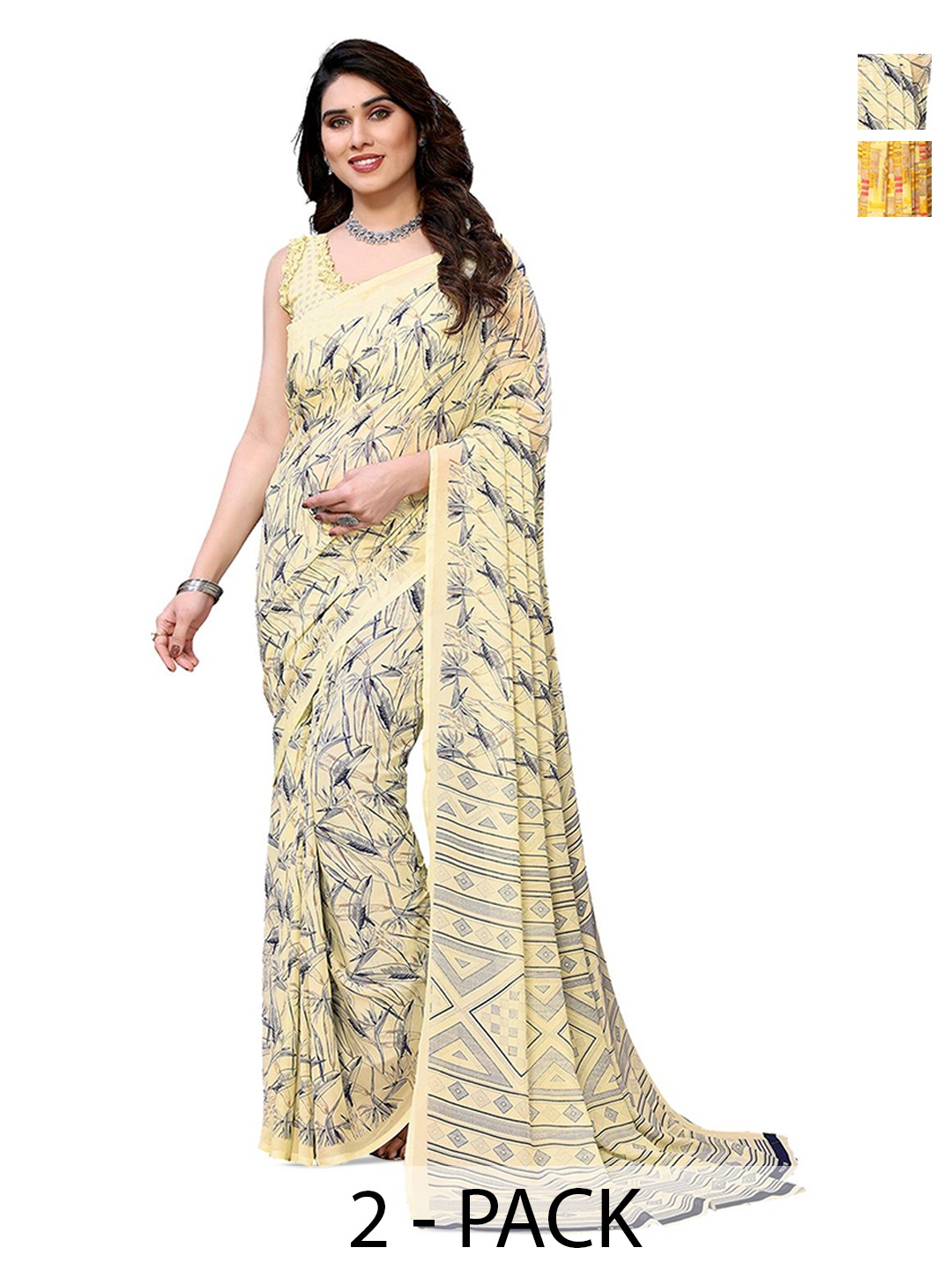 

Moda Rapido Poly Georgette Saree, Yellow