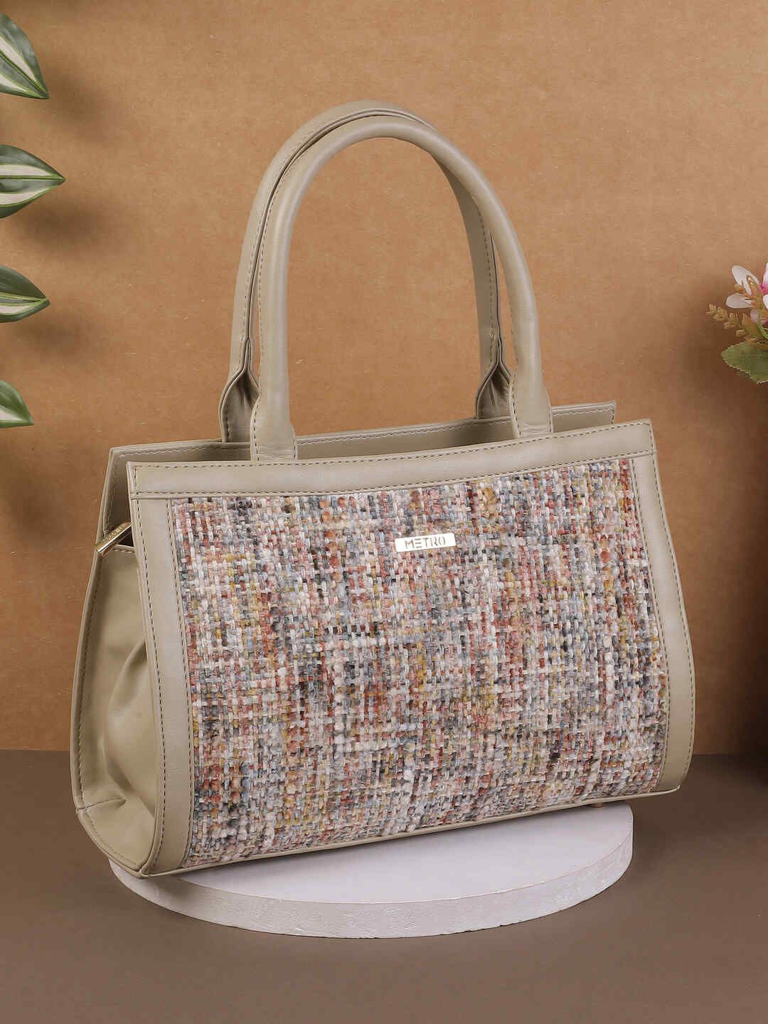 

Metro Embellished PU Oversized Shopper Satchel with Cut Work, Grey