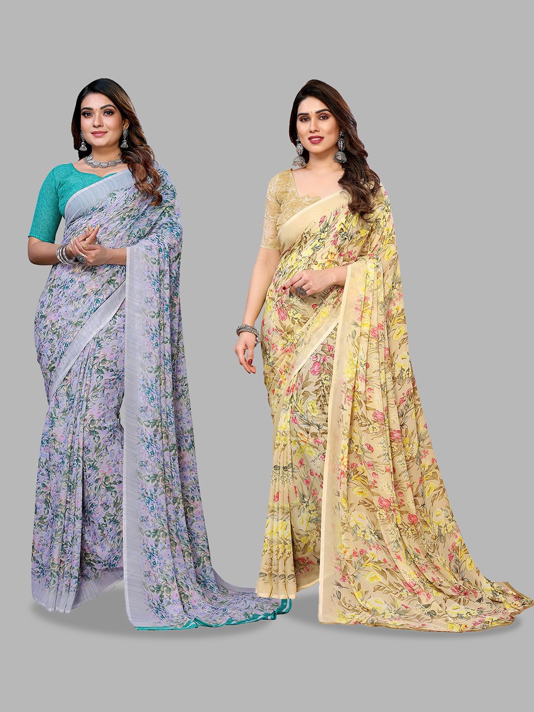 

Moda Rapido Floral Poly Georgette Saree, Yellow