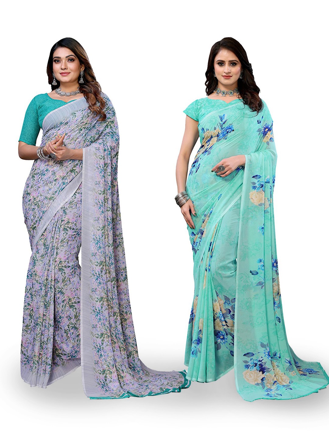 

Moda Rapido Floral Poly Georgette Saree, Green