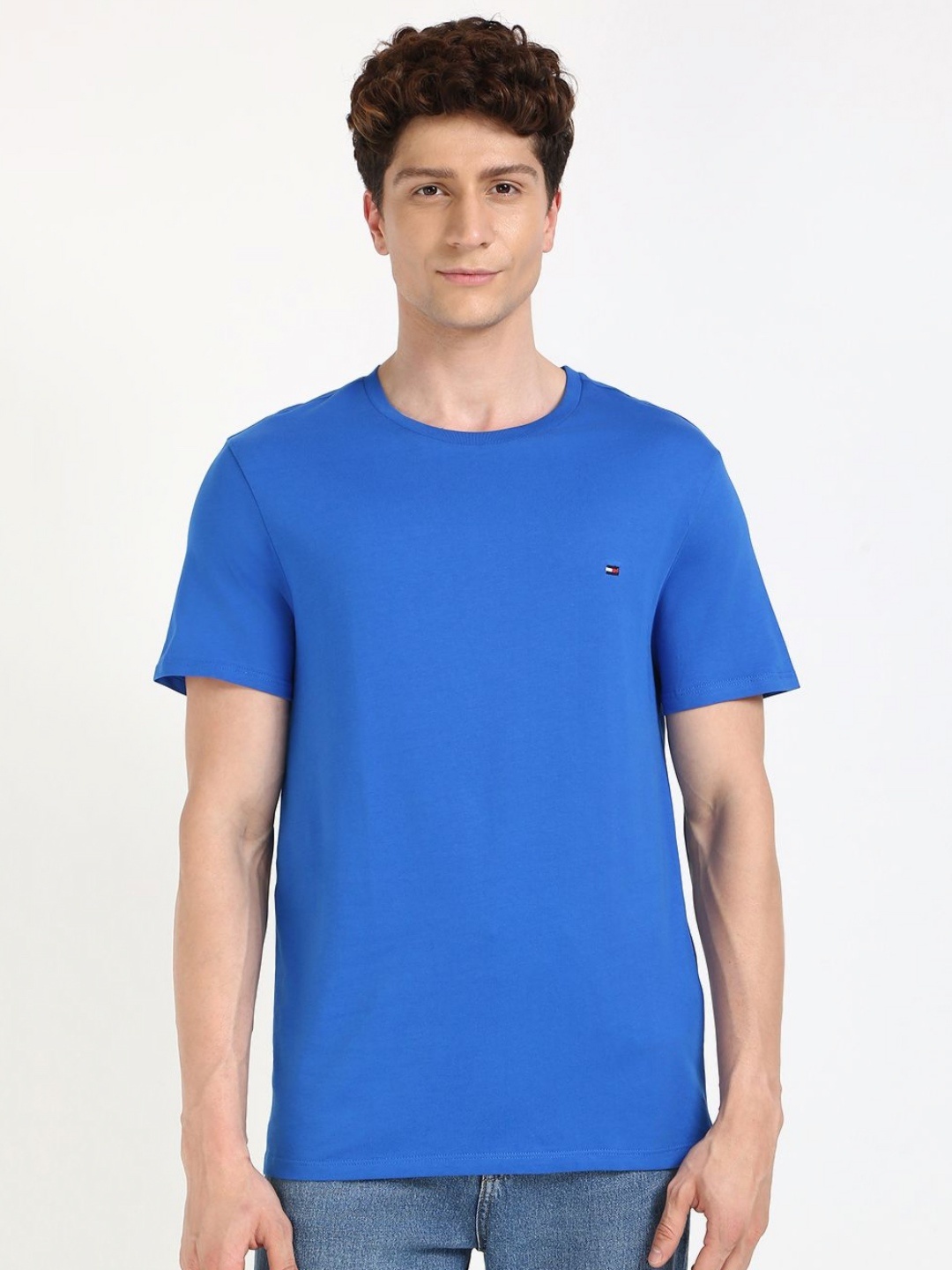 

Tommy Hilfiger Men Solid Round Neck Cotton T-shirt, Blue