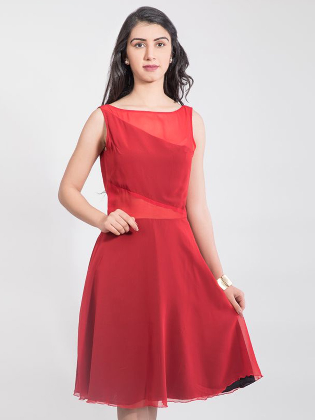 

DELIS Georgette A-Line Dress, Red