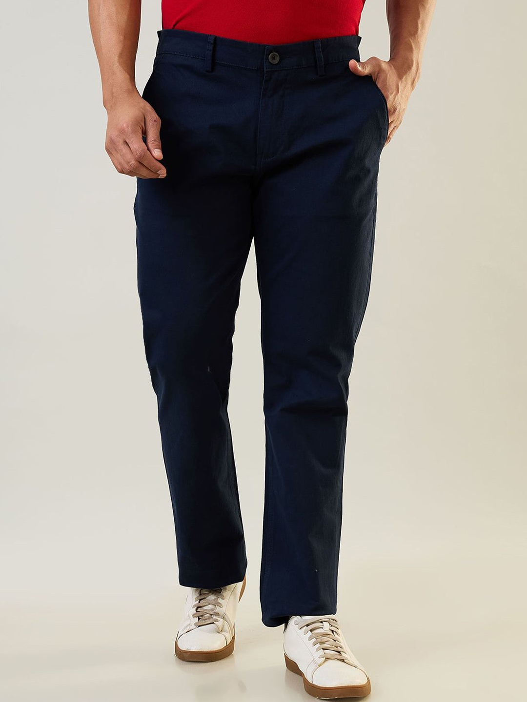 

TIM PARIS Men Mid-Rise Tapered Fit Chinos Trousers, Blue