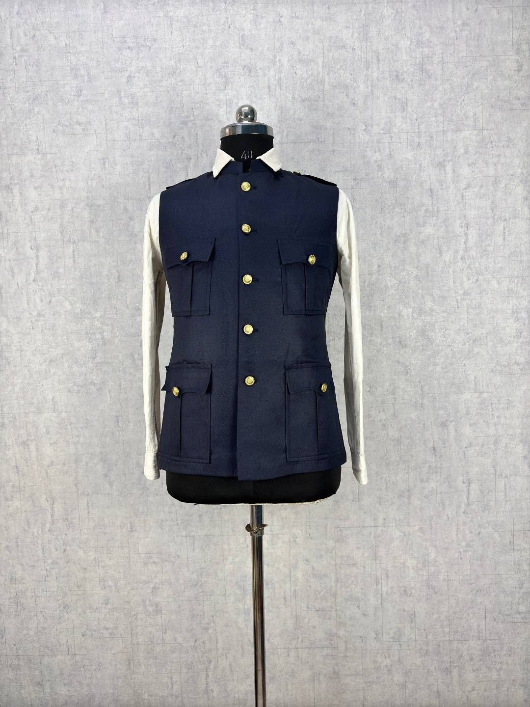 

JAIPURI CROWN Men Synthetic Lightweight Longline Tailored Jacket with Patchwork, Blue