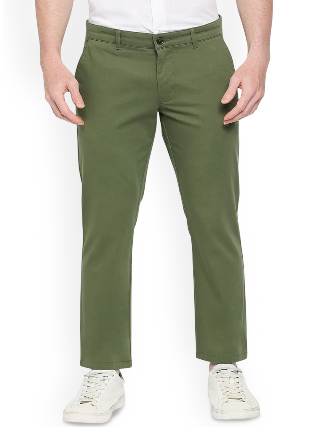 

Basics Men Mid-Rise Skinny Fit Cotton Trouser, Green