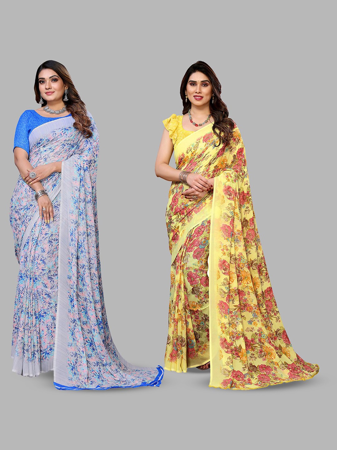 

Moda Rapido Floral Poly Georgette Saree, Yellow