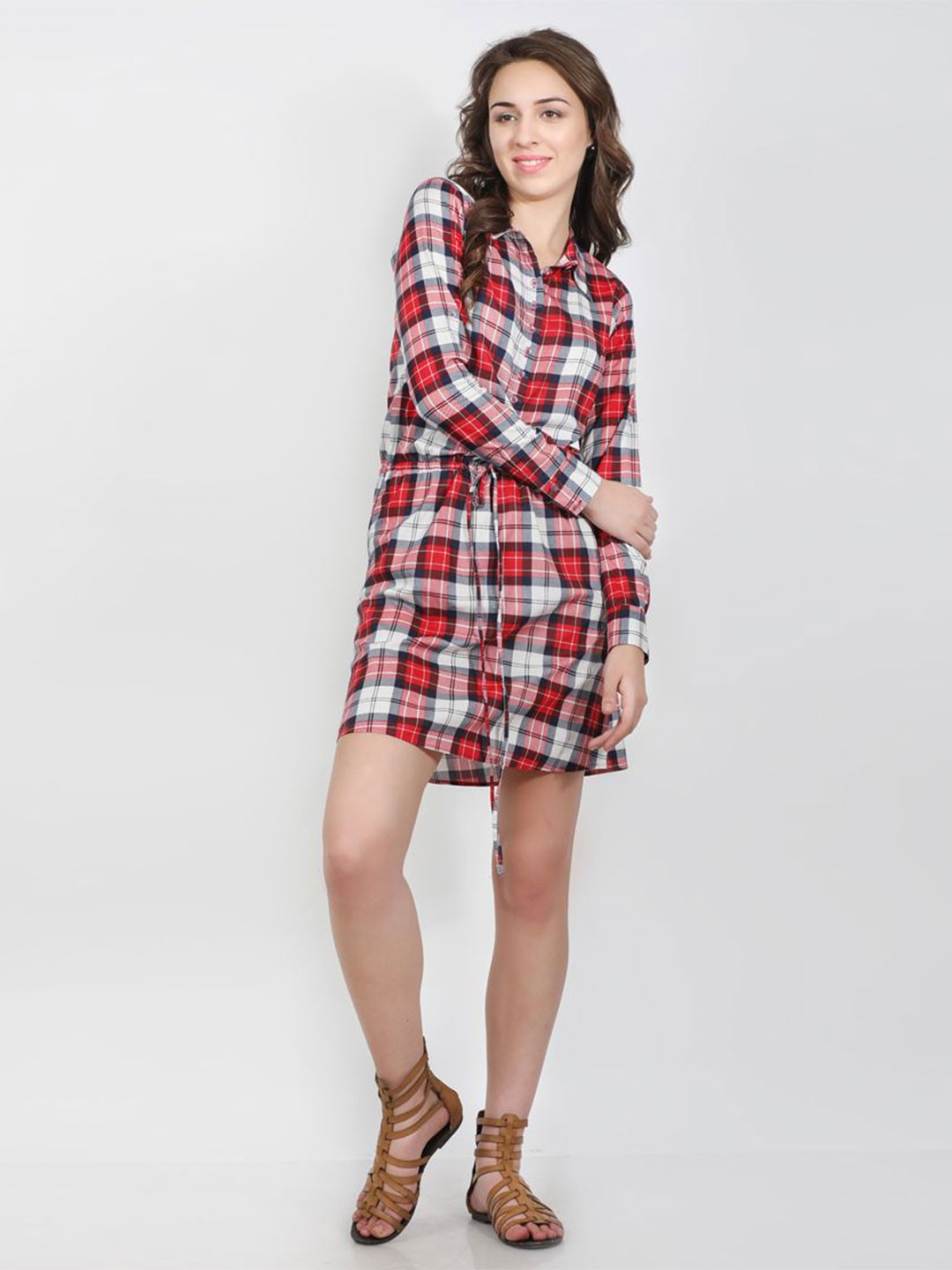 

DELIS Checked Dress, Red
