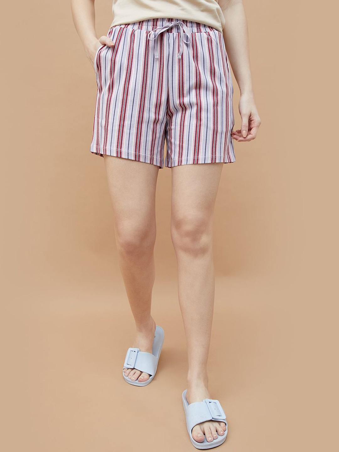 

Ginger by Lifestyle Women Striped Cotton Shorts, Blue