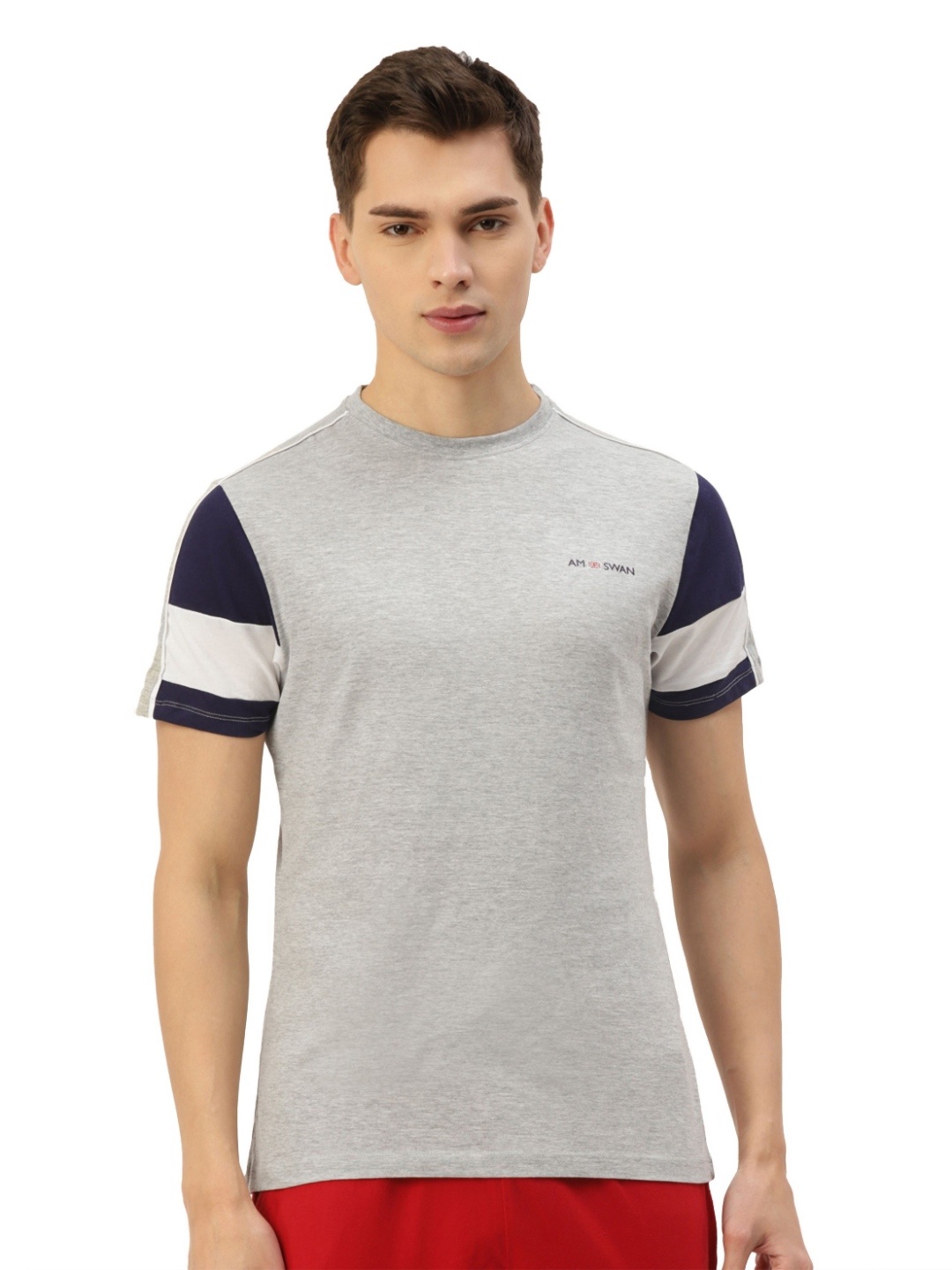 

AMSWAN Men Printed Pockets T-shirt, Grey