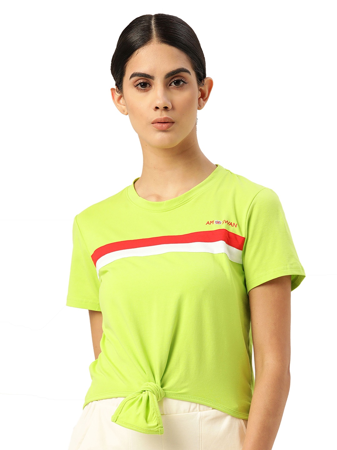 

AMSWAN Print Cotton Top, Lime green