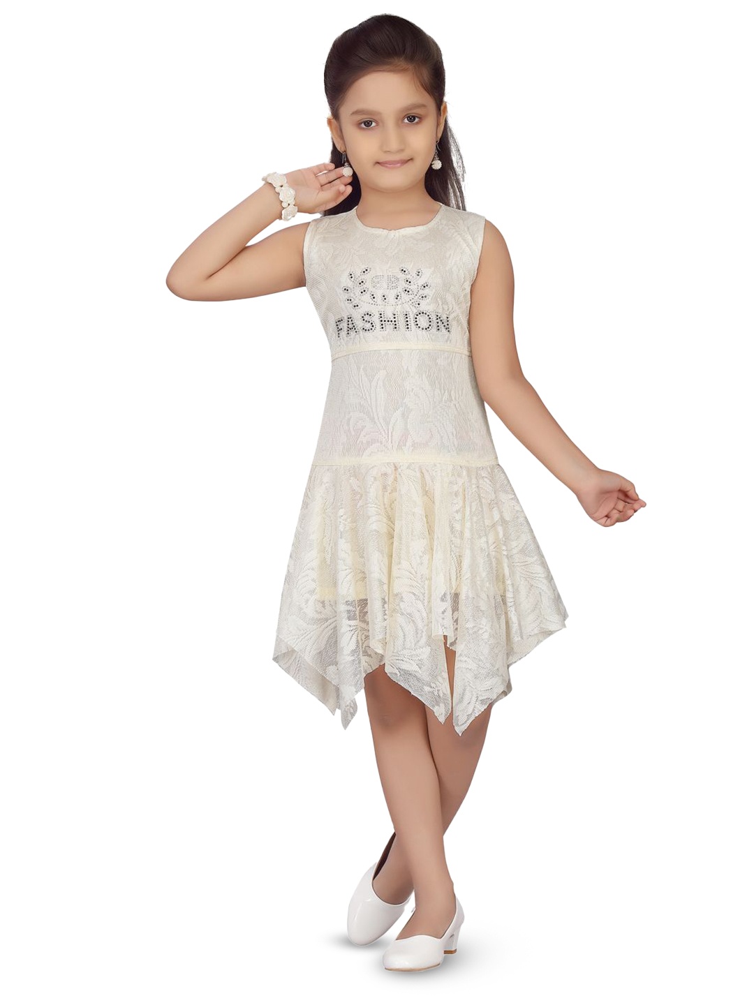 

HERE&NOW Net A-Line Dress, Cream
