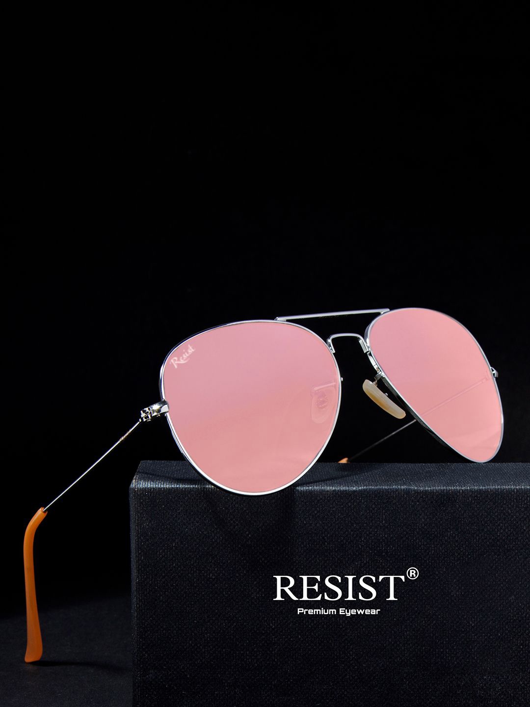 

RESIST EYEWEAR Unisex Aviator Sunglasses With UV Lens AIRCRAFTS SILVER PINK CANDY 4