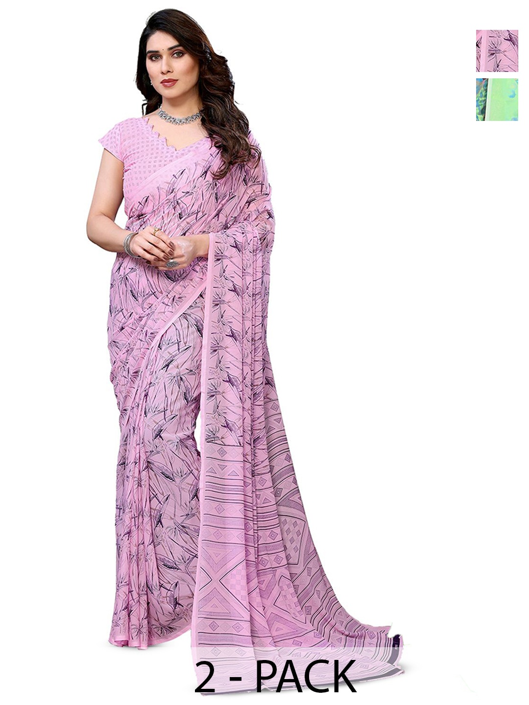 

Moda Rapido Floral Poly Georgette Saree, Green