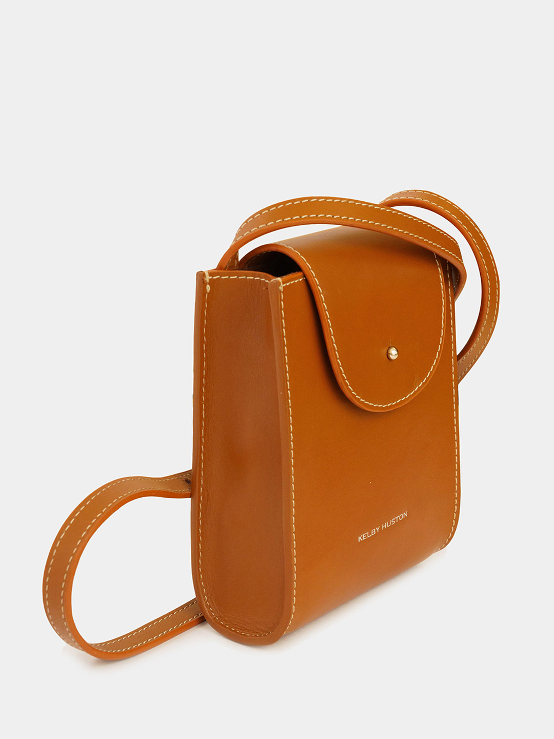 

KELBY HUSTON Leather Structured Sling Bag with Fringed, Tan