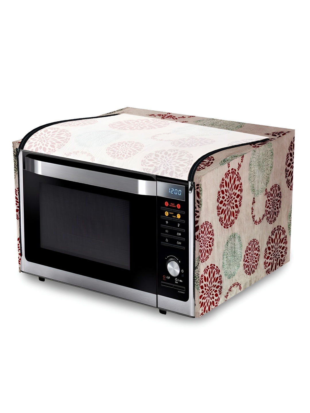 

KANUSHI INDUSTRIES Beige & Maroon Printed Waterproof Microwave Cover