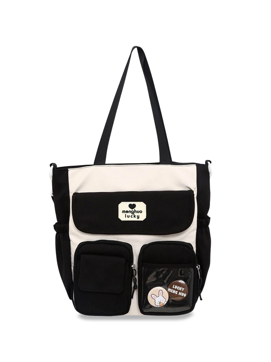 

StyleCast Oversized Shopper Handheld Bag with Applique, Black