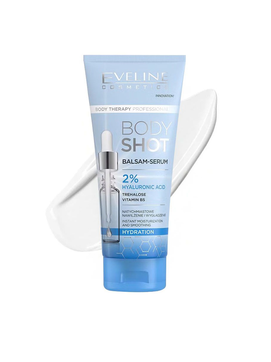 

Eveline Cosmetics Body Shot 2% Hyaluronic Acid Balm-Serum For Hydration - 200 ml, Transparent