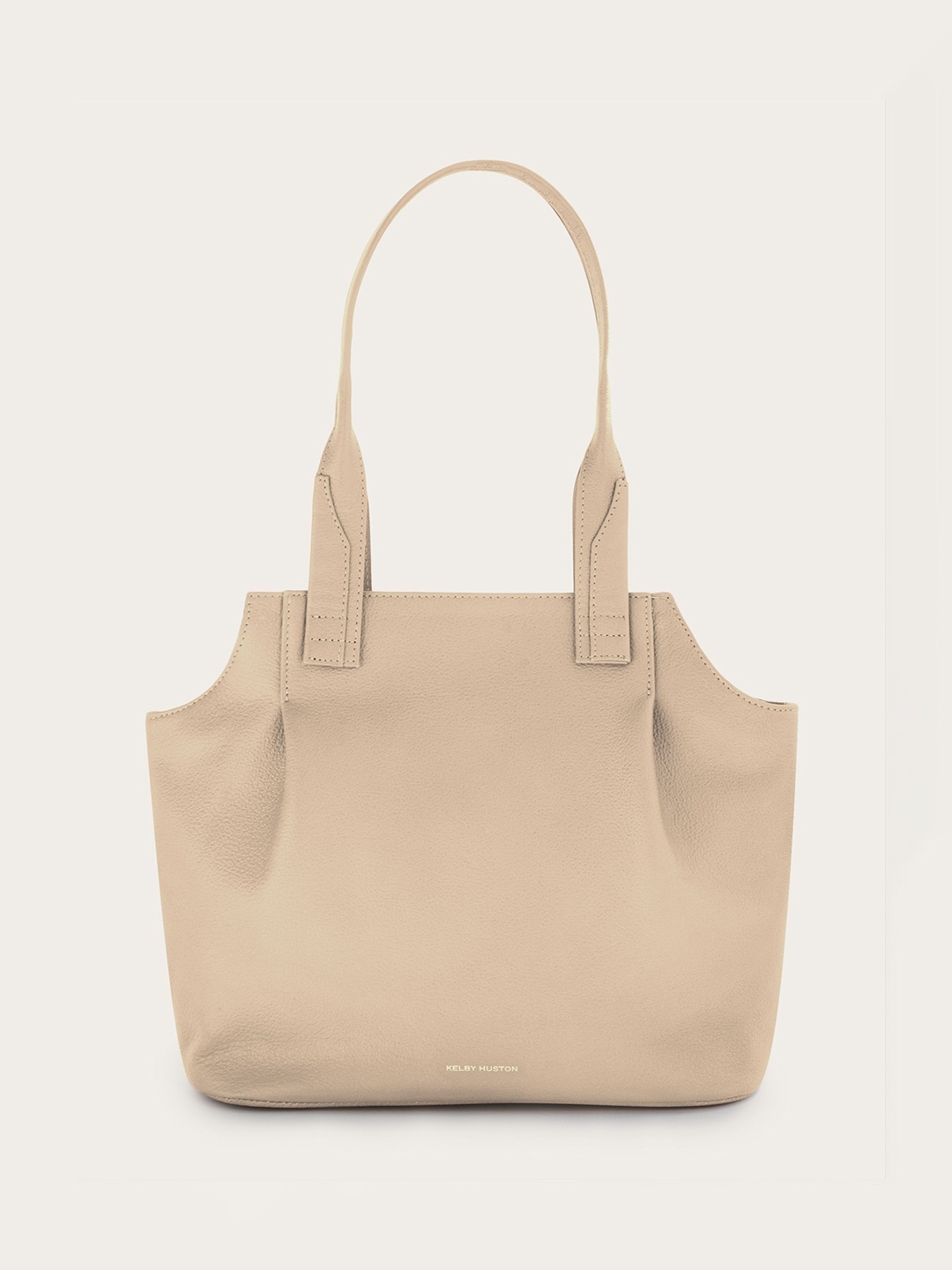 

KELBY HUSTON Textured Leather Structured Tote Bag with Tasselled, Beige