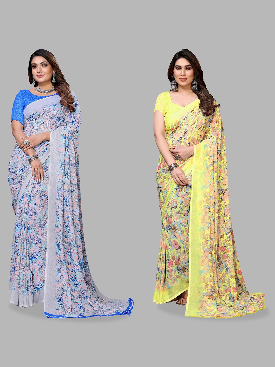 

Moda Rapido Floral Poly Georgette Saree, Yellow