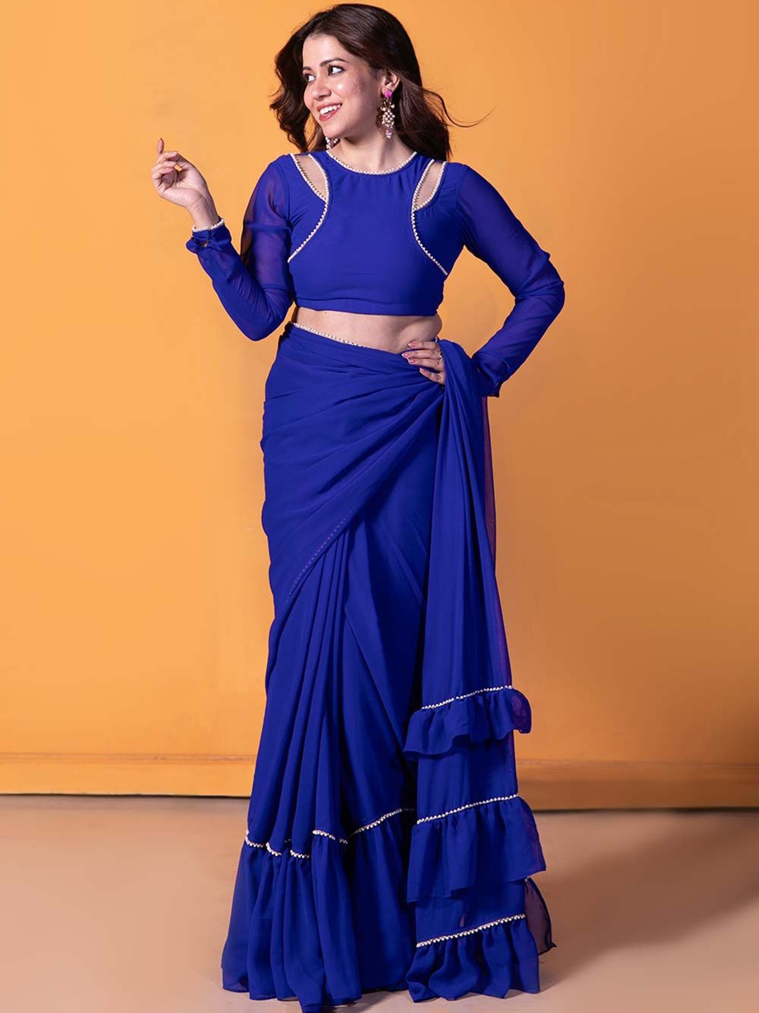 

NUD Blue Overlapped Blouse