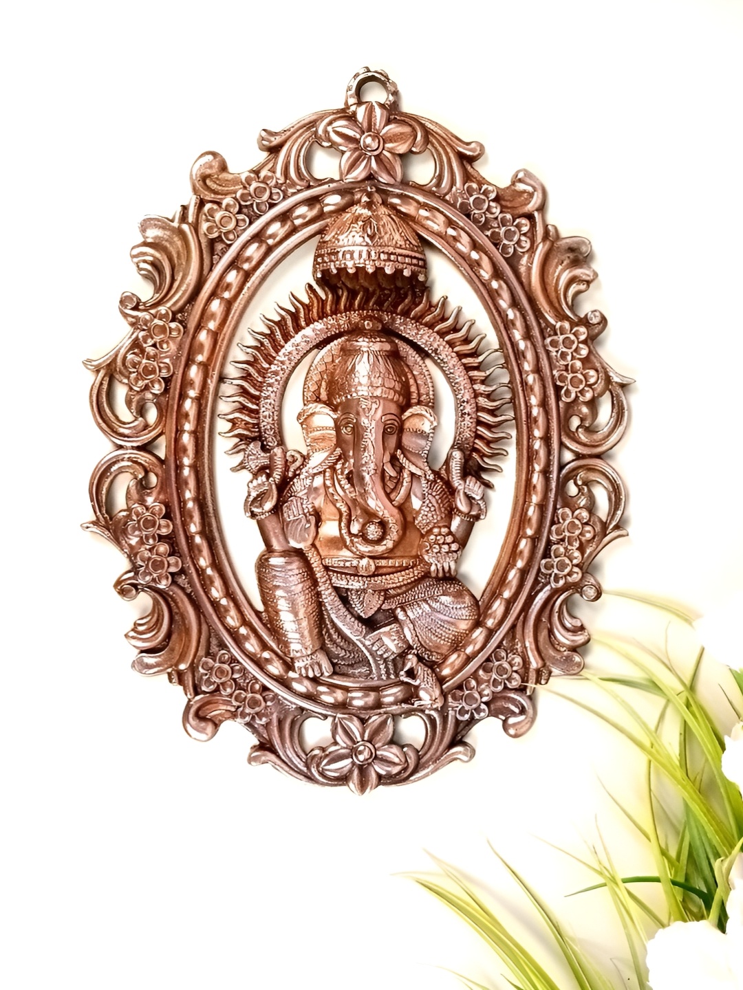 

apka mart Bronze Ganesh Idol Textured Metal Wall Hanging Decor