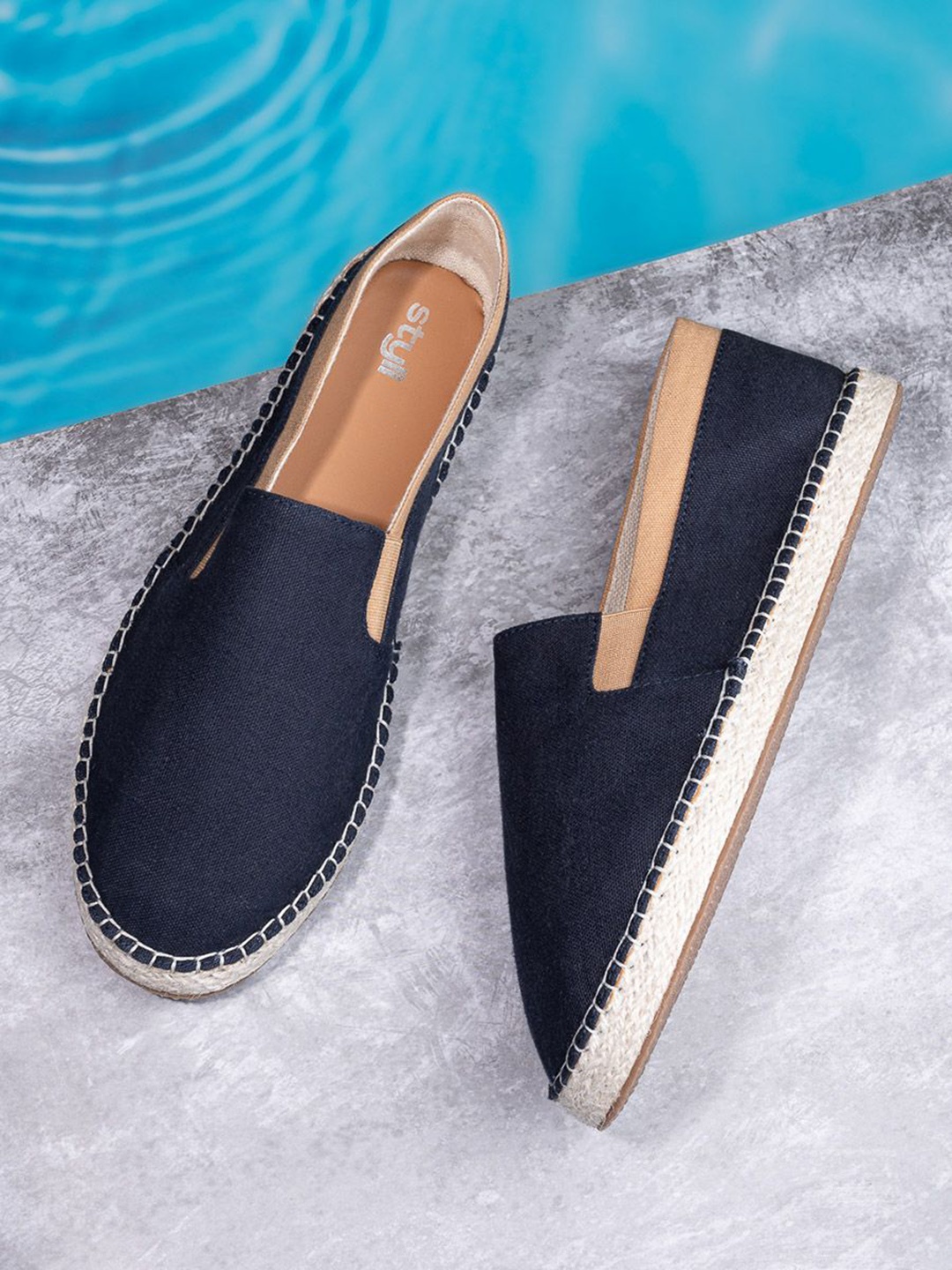 

Styli Men Canvas Slip On Espadrilles, Navy blue