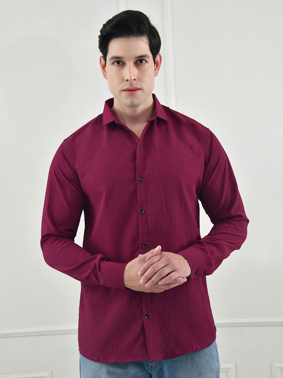 

BOWLIFESTYLE Men Comfort Opaque Casual Shirt, Purple