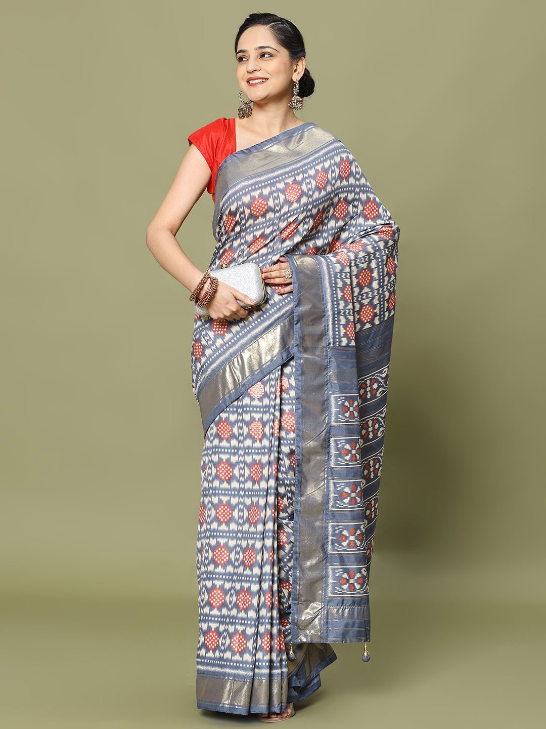 

Meena Bazaar Ethnic Motifs Saree, Grey