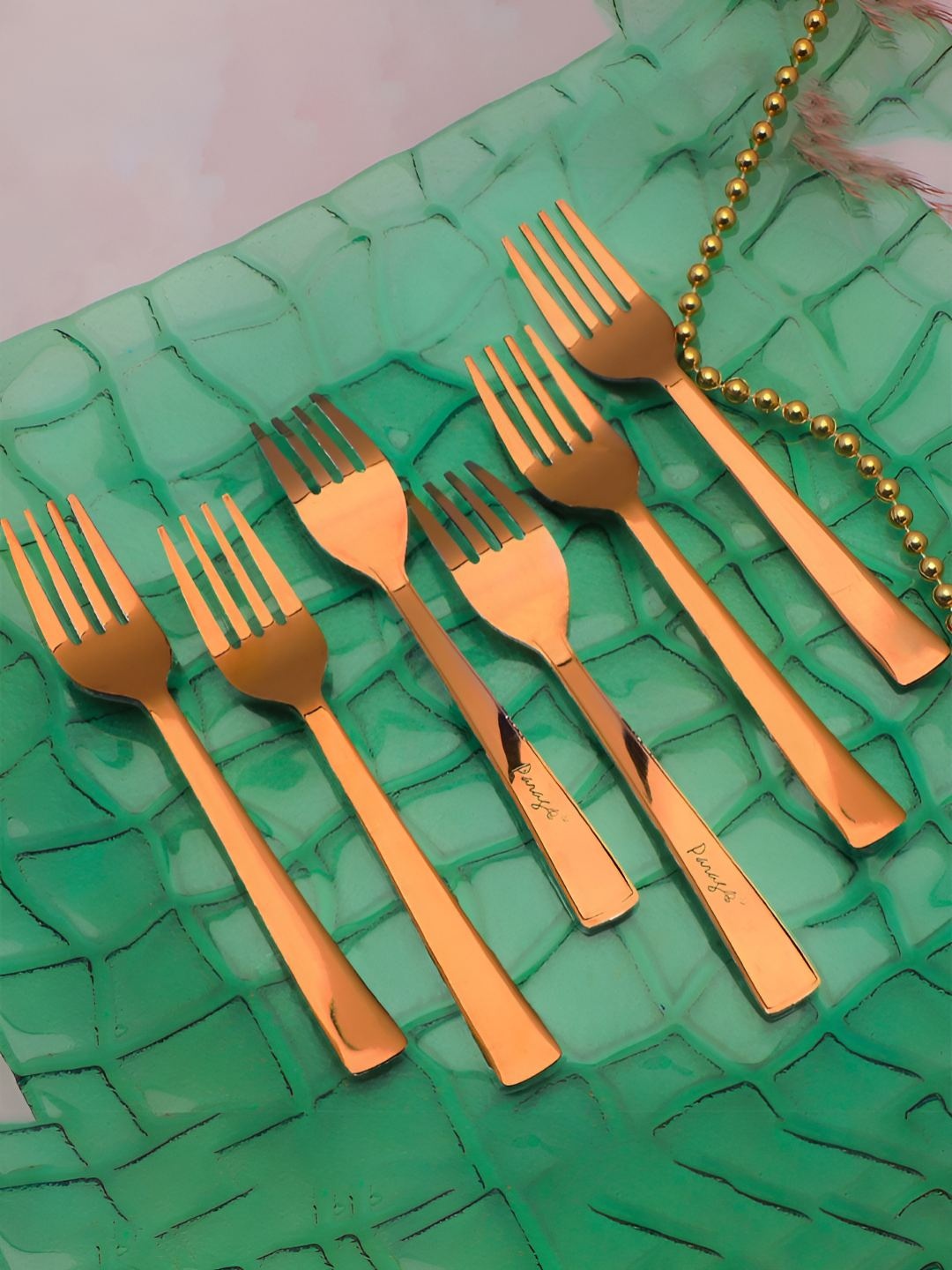 

Parage 6 Pieces Stainless Steel Dinner Fork Set, Rose gold