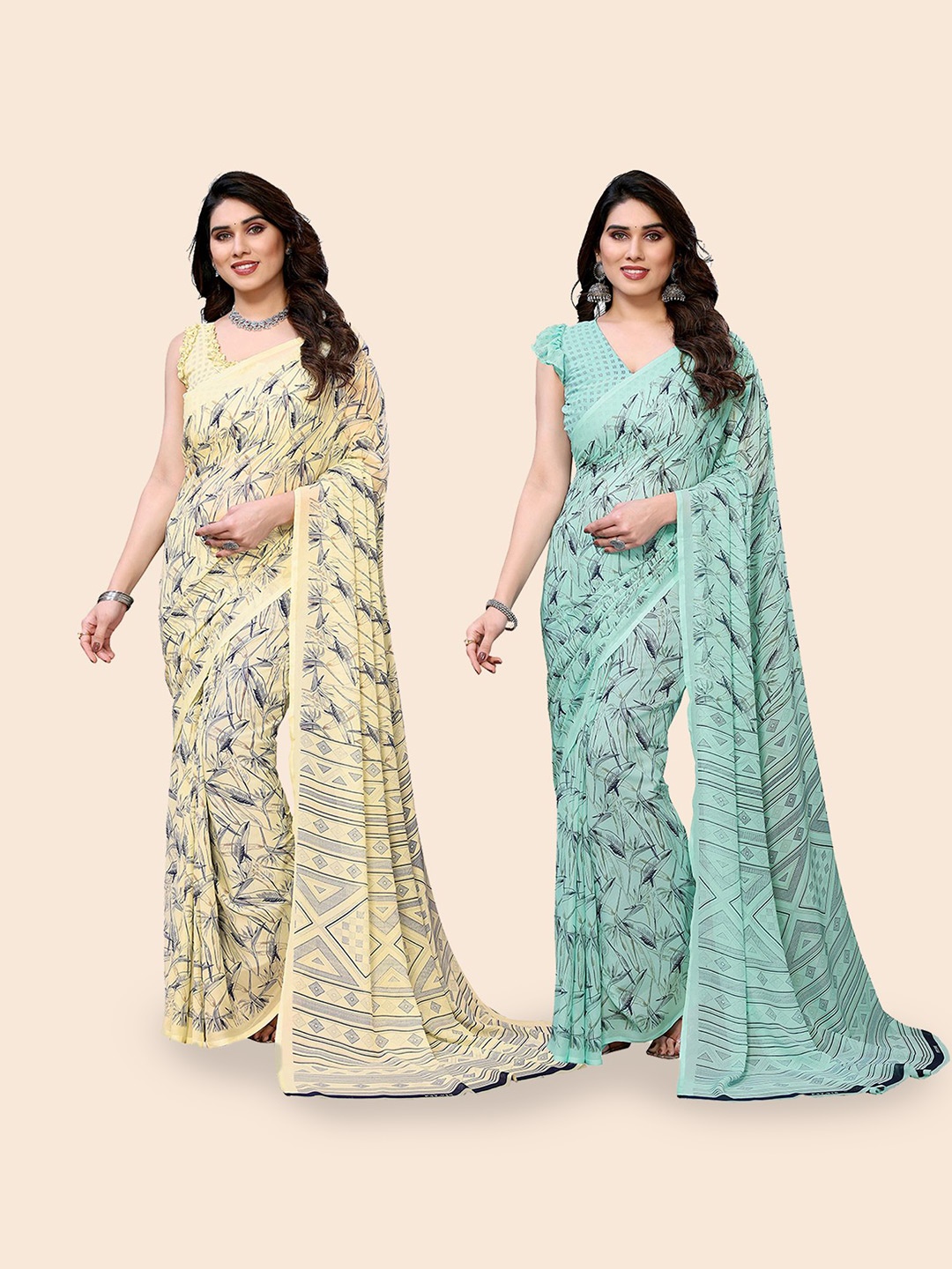 

Moda Rapido Poly Georgette Saree, Yellow
