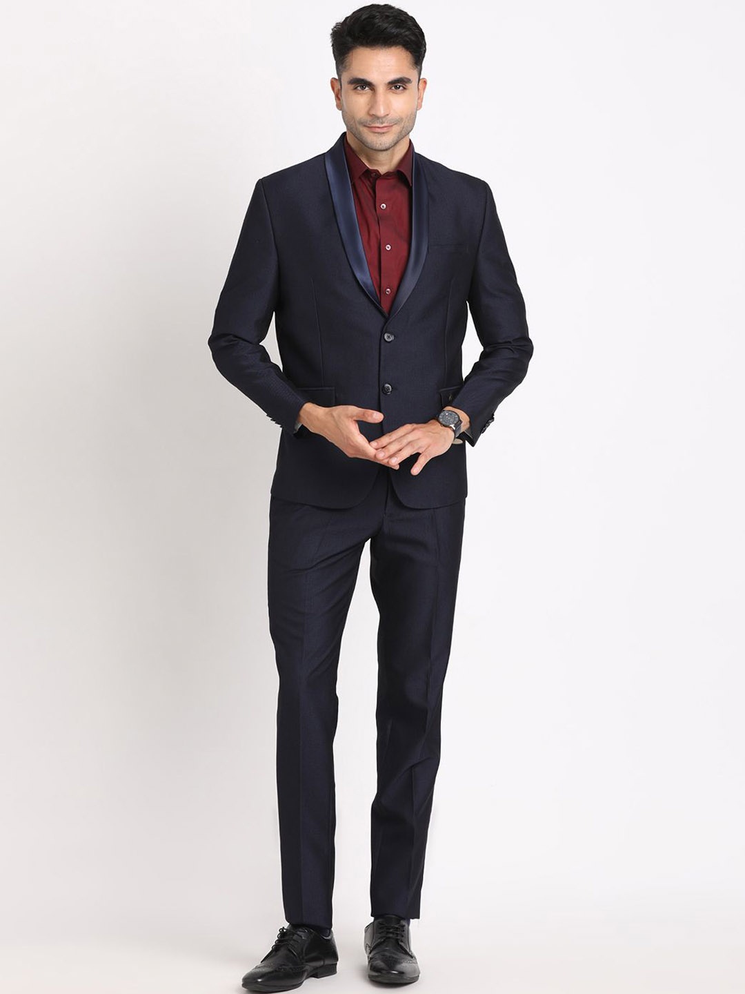 

Turtle Men Single-Breasted Two-Piece Formal Suits, Navy blue