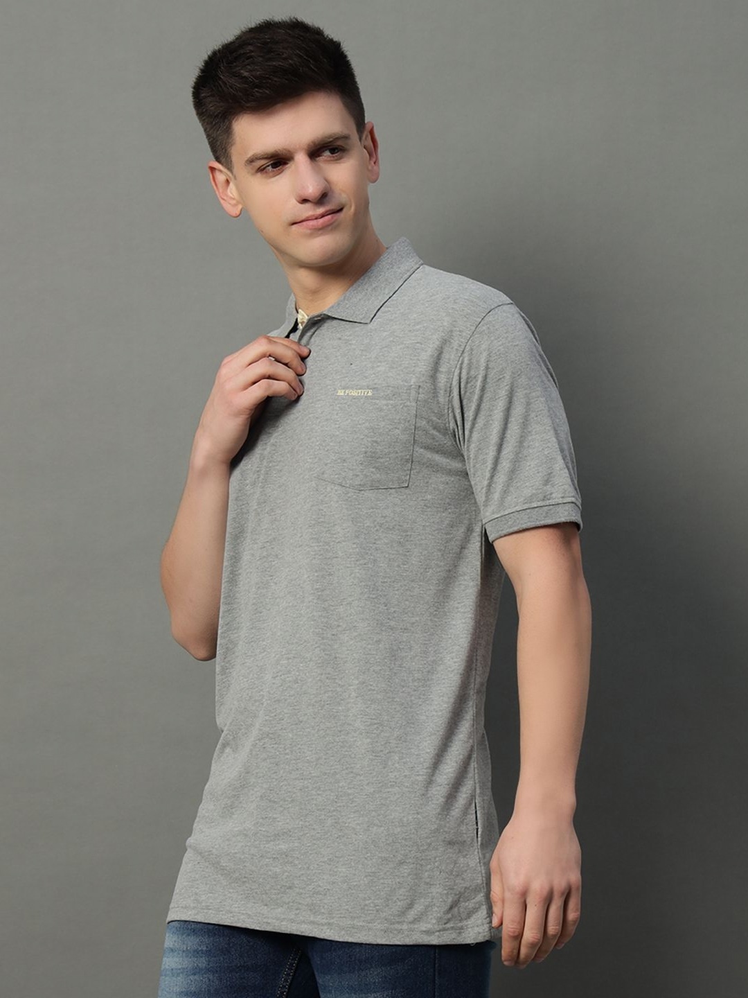 

GET GOLF Men Solid Polo Collar Cotton T-shirt, Grey