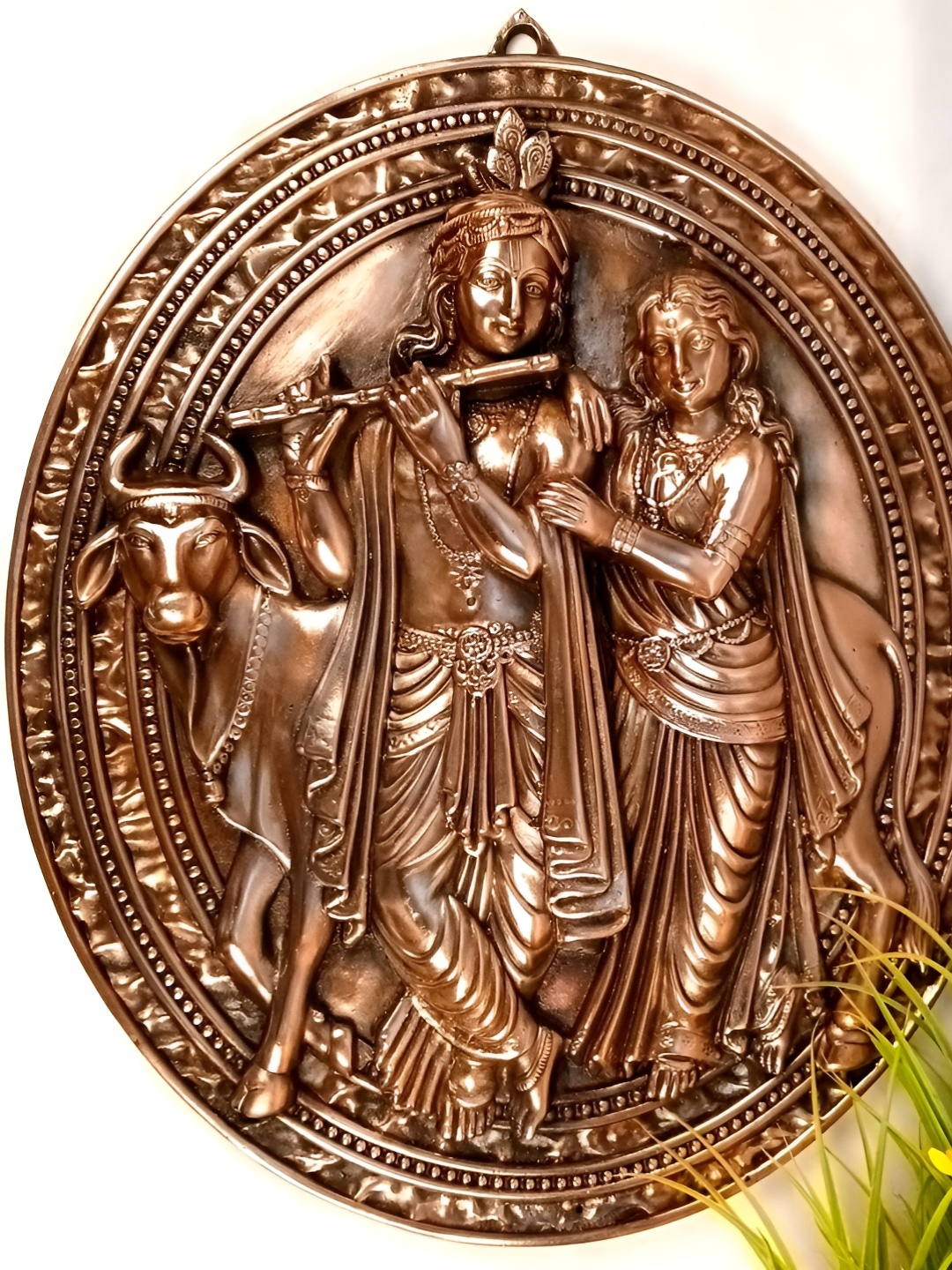 

apka mart Bronze Radha Krishna Textured Metal Wall Hanging