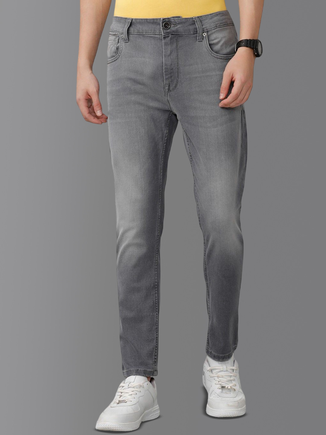 

Voi Jeans Men Track Super Skinny Fit Light Fade Stretchable Jeans, Grey