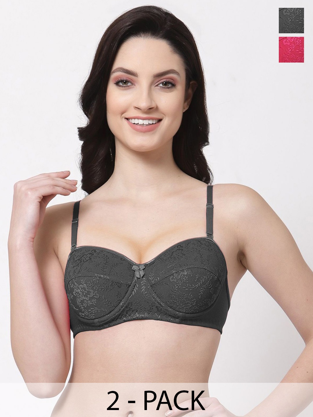 

SHYAM SONS FLAIR Floral Bralette Bra Full Coverage Lightly Padded, Black
