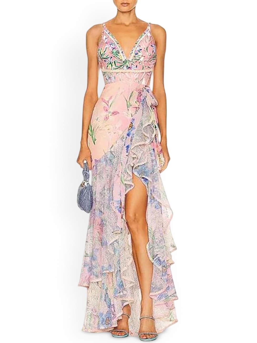 

PANKH Printed Padded Monokini & Sarong Swimwear Cover Up Set, Pink