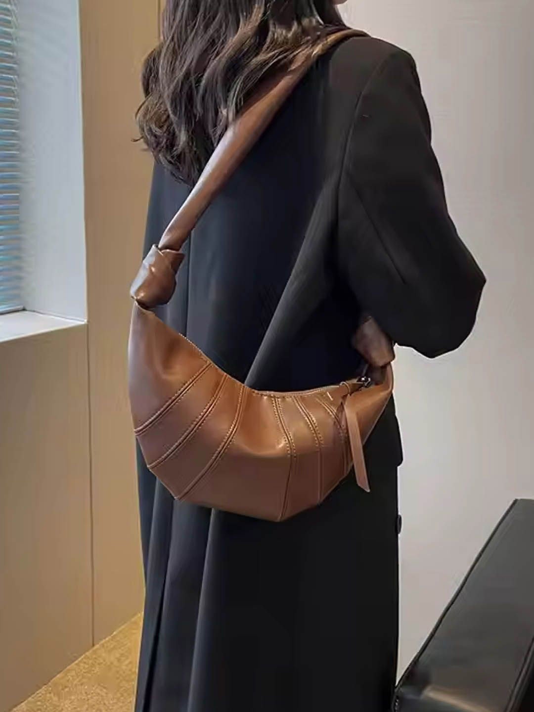 

StyleCast Colourblocked Oversized Shopper Handheld Bag with Tasselled, Coffee brown