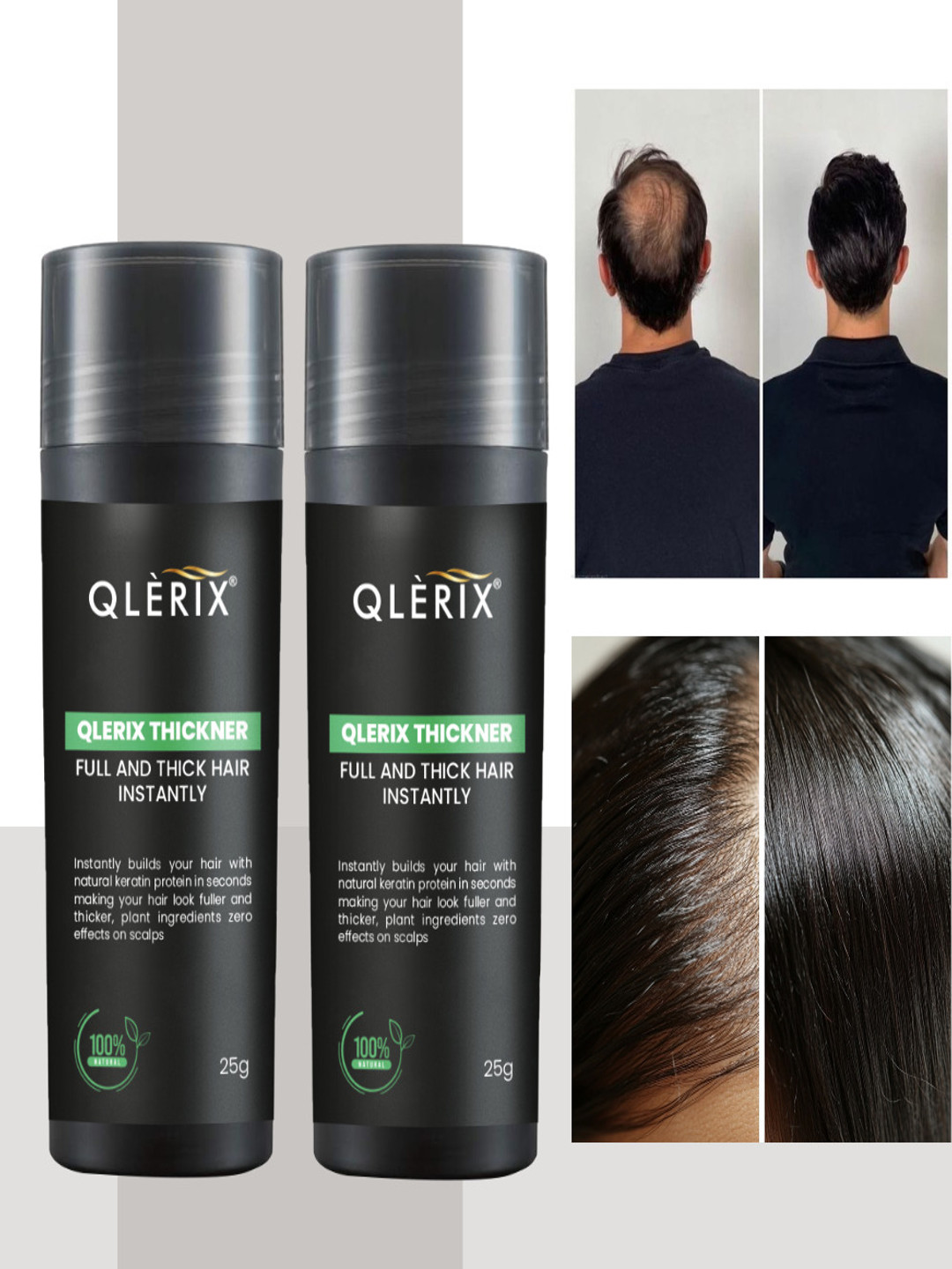 

QLERIX Set Of 2 Full & Thicker Hair Fiber Powder - 25 g Each, Transparent