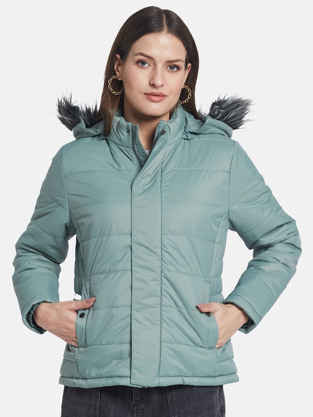 

METTLE Women Parka Jacket, Green