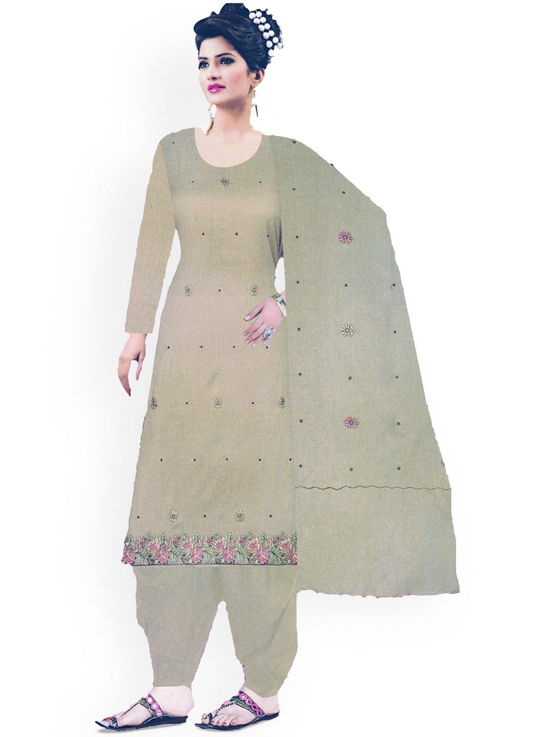 

SPRHA Printed Organza Unstitched Dress Material, Grey