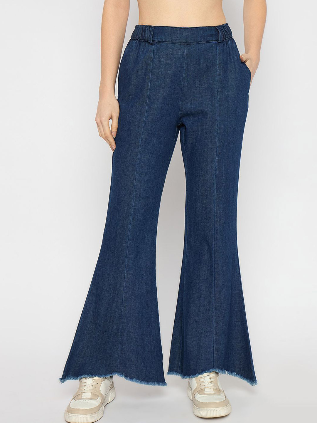 

Novio High Rise Wide Leg Trousers, Navy blue