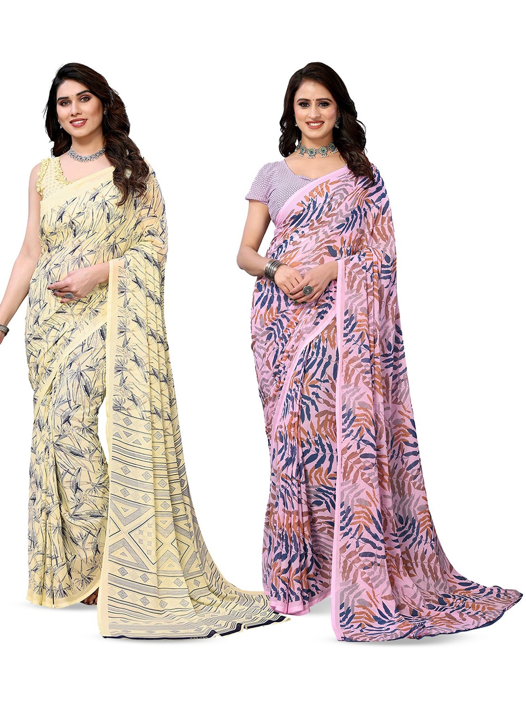 

Moda Rapido Poly Georgette Saree, Yellow